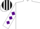 Silk - Teal, white stripes, purple diamonds on sleeves, teal, purple and white c