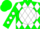 Silk - Green, green 'W' inside white disc, white diamonds on
