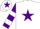 Silk - White, Purple star, Purple and White hooped sleeves, White cap, Purple star