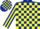 Silk - DARK BLUE and YELLOW check, striped sleeves