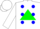 Silk - White, green and blue spots in green triangle, white c
