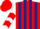 Silk - Red and Dark Blue Stripes, White Sleeves, Red Chevrons, White