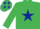 Silk - EMERALD GREEN, DARK BLUE star on body and cap, EMERALD GREEN sleeves, DARK BLUE stars
