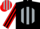 Silk - Black, red emblem in silver disc, black stripes on silver s
