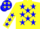 Silk - Yellow, royle blue triangles, royle blue stars on yellow