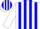 Silk - White, blue stripes, white sleeves, white and blue ca