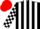 Silk - Black and White stripes, checked sleeves, red cap