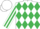 Silk - White and Emerald Green diamonds, striped sleeves, White cap