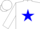 Silk - White, blue 'D' in blue star, white cap