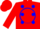 Silk - Red, blue polka spots, V V in blue circle on back