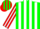 Silk - Green, red & white stripes, C & J  pizza emb