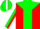 Silk - Red, green yoke, white 'GT' on back, green stripe on