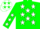 Silk - Kelly green, white stars on blue and yellow emblem, white