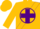 Silk - Gold, purple circle 'BH' on back, purple cross sash on front, purple bars on s