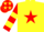 Silk - Yellow, Red star, Red and Yellow hooped sleeves, Red cap, Yellow stars