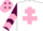 Silk - WHITE, pink cross of lorraine, maroon sleeves, pink chevrons, pink cap, maroon diamonds