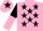 Silk - Pink, Black stars, Black and Pink halved sleeves, Pink cap, Black star