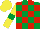 Silk - Emerald Green and Red check, Yellow sleeves, Emerald Green armlets, Yellow cap