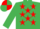 Silk - EMERALD GREEN, red stars, quartered cap