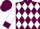 Silk - Maroon, White Diamonds, Maroon Cuffs on White Sleeves, White