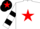 Silk - WHITE, red star, white & black hooped sleeves, black cap, red star