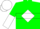 Silk - Green, White Diamond Hoop, Green and White Halved Sleeves, White Cap