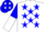 Silk - White, Sapphire Blue Stars, Blue and White Vertical Halved Sleeves