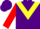 Silk - Purple, Yellow chevron, Red sleeves, Purple cap, Green cap