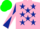 Silk - Pink, Dark Blue stars, Dark Blue and Pink diabolo on sleeves, Green cap