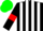 Silk - Black and White stripes, Black sleeves, Red armlets, Green cap