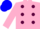 Silk - Pink, Maroon spots, Pink sleeves, Blue cap