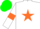 Silk - White, Orange star, armlets, Green cap