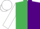 Silk - Emerald Green and Purple (halved), White sleeves and cap