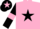 Silk - Pink, black star & sleeves, Pink armlets, Black cap, Pink star