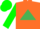 Silk - Orange, Emerald Green Triangle, Green Sleeves, White Cuffs, Green Cap