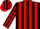 Silk - Black, red emblem in black circle, red stripes on