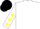 Silk - White, yellow stars on sleeves, black slash front & back, matching cap