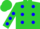 Silk - Lime green, blue polka spots, blue polka spots on lime gree