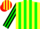 Silk - Yellow and red halves, red 'CAG', black and green stripes on red s