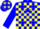 Silk - Blue and yellow blocks, blue stars on blue and yel