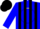 Silk - Blue, black stripes, white '' in white circle, blue and black cap