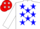 Silk - White, Red Dice, Blue Stars on White Sleeves