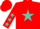 Silk - Red, Turquoise Star, Turquoise Stars on Sleeves, Red Cap
