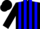 Silk - Black and blue vertical stripes, blue and black cap