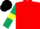 Silk - Red, dark green sleeves, yellow armlets, black cap