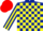 Silk - Dark Blue and Yellow check, striped sleeves, Red cap