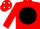Silk - RED, black disc, red cap, white spots