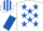 Silk - White, Royal Blue stars, halved sleeves, striped cap