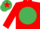 Silk - RED, emerald green disc, emerald green cap, red star