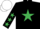 Silk - Black, Emerald Green star, Black sleeves, Emerald Green stars, white cap